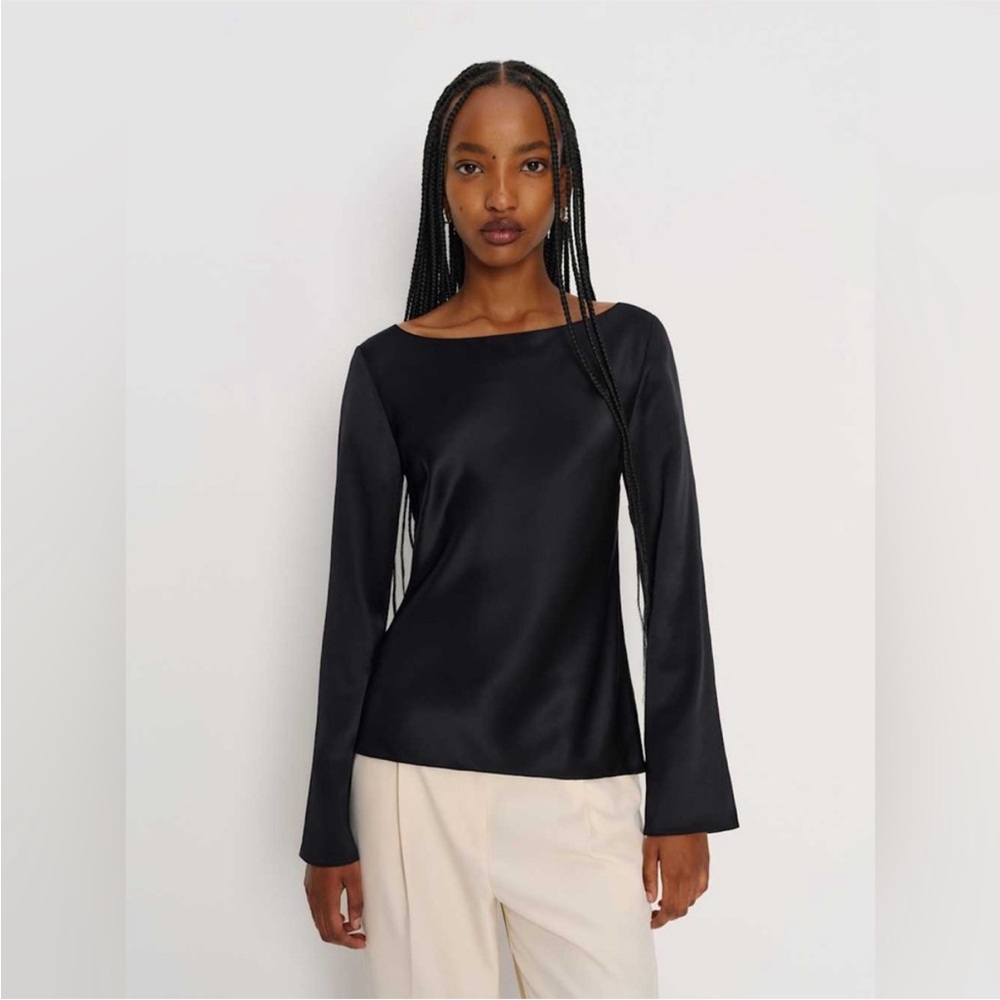 Reformation Marlow Silk Top in Black